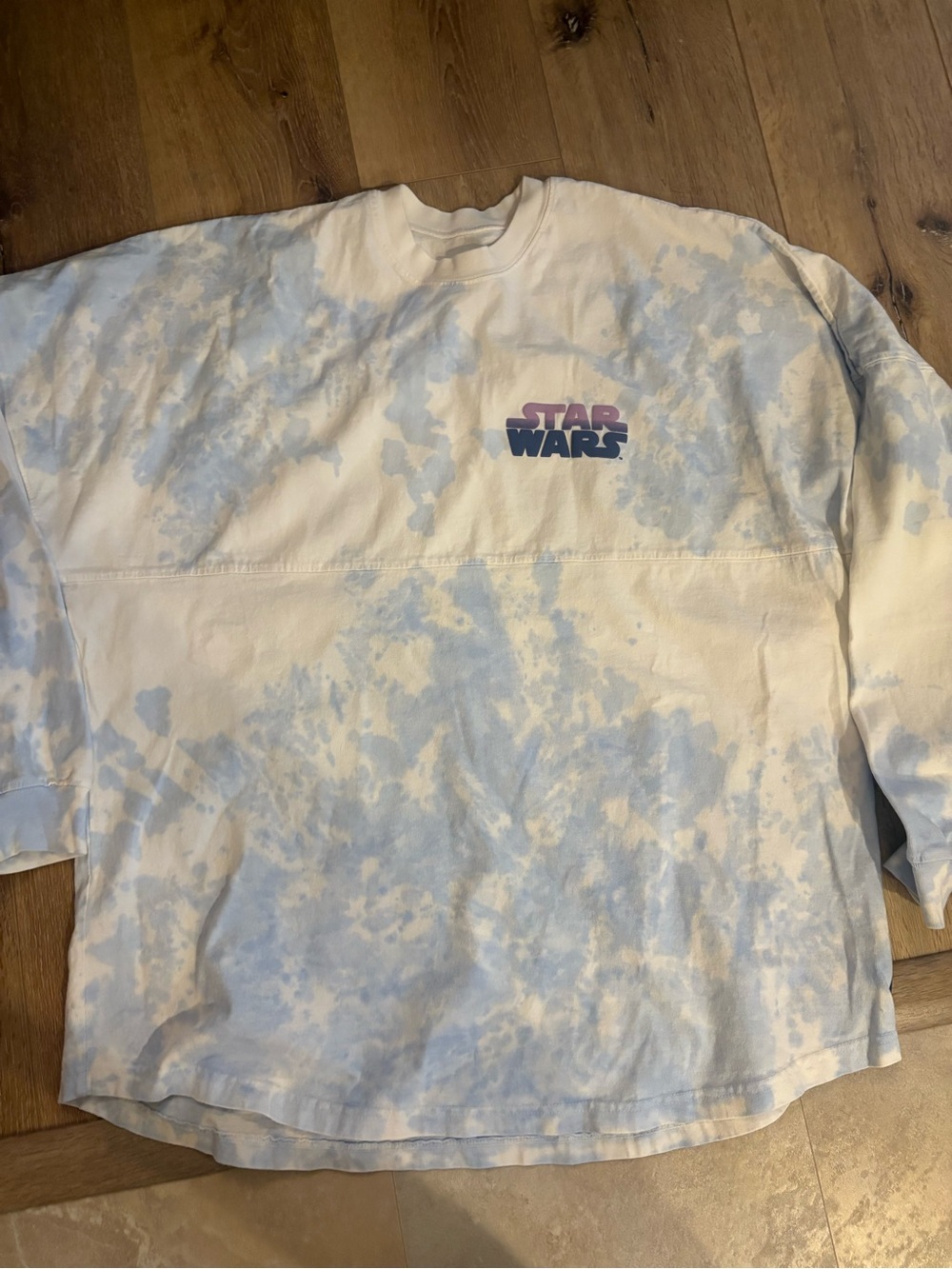 Disney Star Wars Tie-Dye Long Sleeve Tee in White and Light Blue